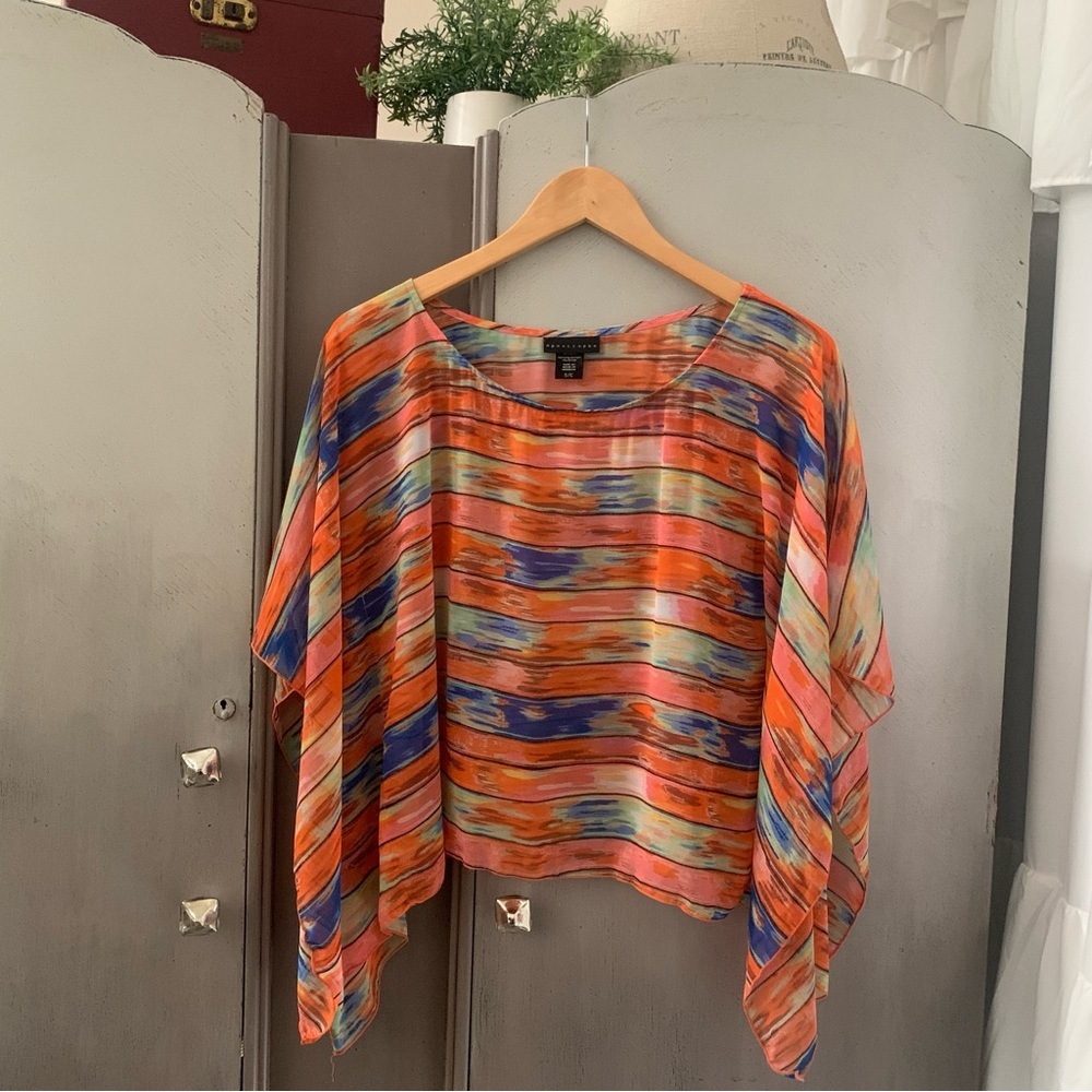 Apostrophe Multicolor Striped Sheer Top